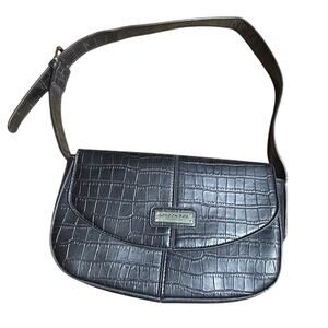 London Fog Astor Croco Textured Shoulder bag black 11x7